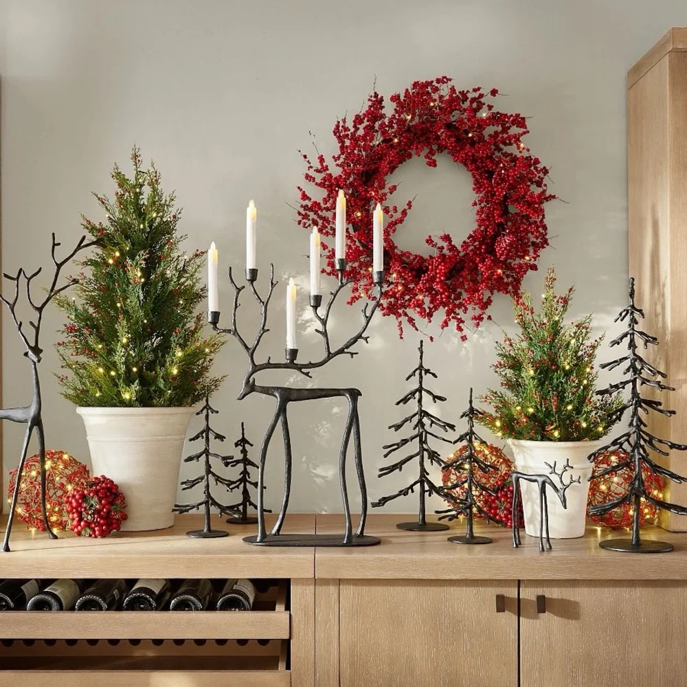 Set off 3 / Pottery Barn/ Bronze Sculpted Reindeer